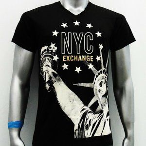 EXCHANGE FASHION MEN'S WHITE V-NECK NEW YORK CITY